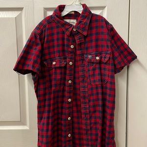 Abercrombie plaid flannel cutoff short sleeve shirt